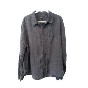 TODD SNYDER Men's 100% LINEN Casual Button Down Shirt Long Sleeve Grey Size XXL
